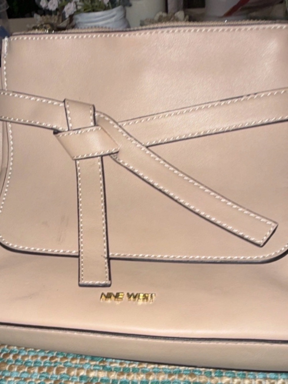 🌻Nine West Blush Beige Knot-Front Crossbody Bag🌻